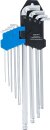 Winkelschl&uuml;ssel-Satz | extra lang + extra kurz | Innensechskant / Innensechskant mit Kugelkopf 1,5 - 10 mm | 9-tlg.